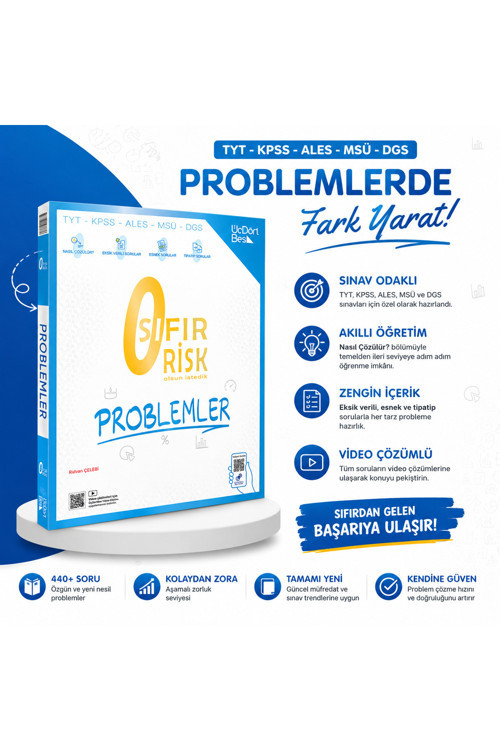 Üçdörtbeş Yayınları Tyt - Kpss - Ales - Msü - Dgs Sıfır Risk Problemler