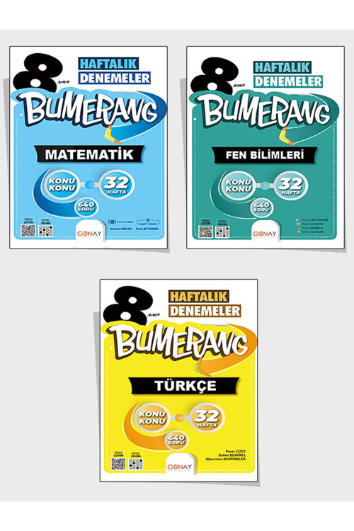 2025 8. Sınıf Günay Yayınları Bumerang Serisi 32 Haftalık Denemeleri 3'Lü Set