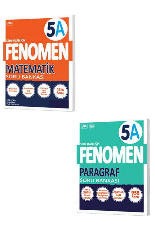 5.Sınıf Fenomen 5A Matematik Soru Bankası + 5.Sınıf Fenomen 5A Paragraf Soru Bankası / 2 Kitap
