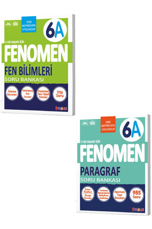 6.Sınıf Fenomen 6A Fen Bilimleri Soru Bankası + 6.Sınıf Fenomen 6A Paragraf Soru Bankası / 2 Kitap