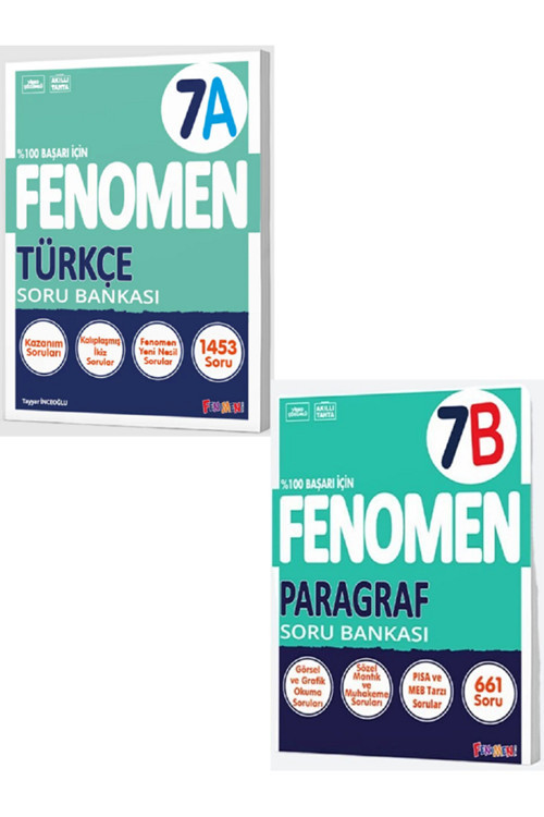 7.Sınıf Fenomen 7A Türkçe Soru Bankası + 7.Sınıf Fenomen 7B Paragraf Soru Bankası / 2 Kitap
