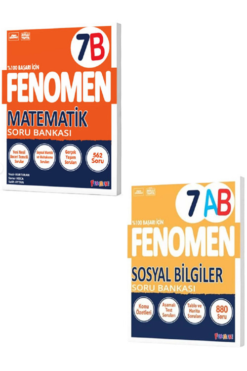 7.Sınıf Fenomen 7B Matematik Soru Bankası + 7.Sınıf Fenomen 7Ab Sosyal Bilgiler Soru Bankası /2Kitap
