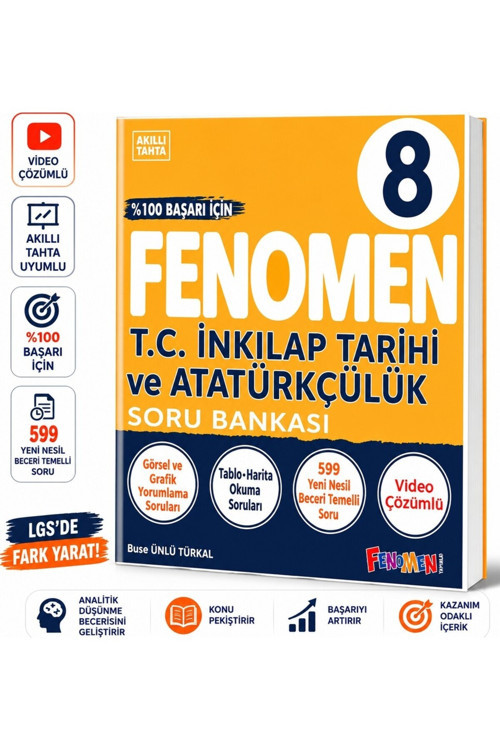 Fenomen 8. Sınıf T.C. Inkılap Tarihi Ve Atatürkçülük Soru Bankası | Video Çözümlü | Yeni Nesil Sorular