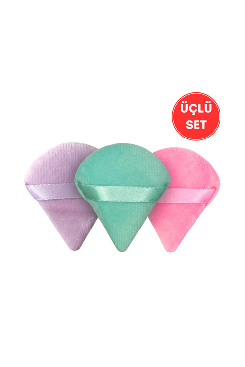 Yumuşak Dokulu Üçgen Pudra ve Makyaj Süngeri (Üçlü Set)