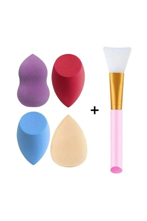 4 Adet Makyaj Süngeri & 1 Adet Maske Spatulası (YIKANABİLİR)