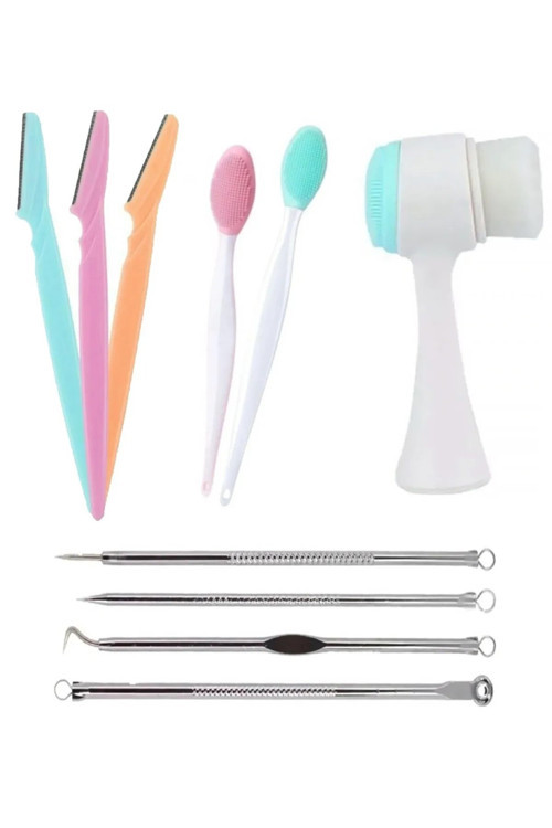 4LÜ Yüz Bakım Seti 4lüKomedon-Yüz Yıkama Fırçası-Peeling Fırçası-3lüKaş Usturası