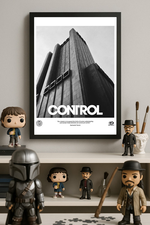 Control Siyah Ahşap Çerçeveli Poster, Dekoratif Oyun Duvar Tablosu