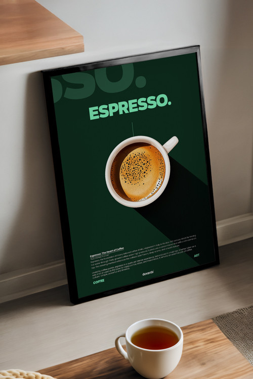 Espresso Kahve Siyah Ahşap Çerçeveli Poster, Dekoratif Duvar Tablosu