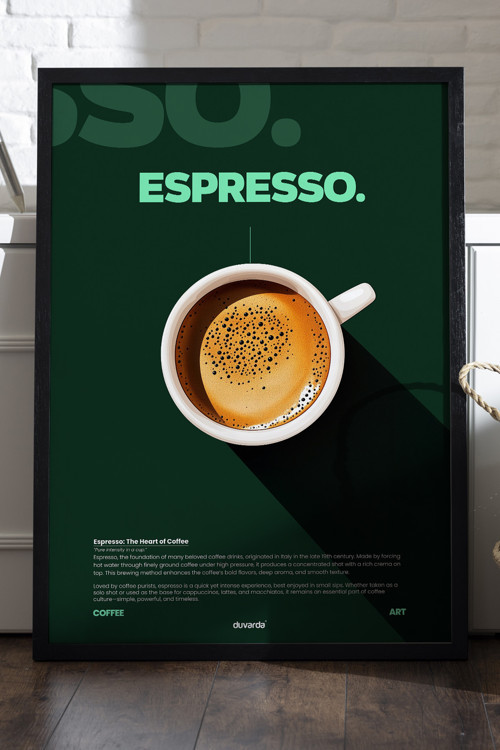 Espresso Kahve Siyah Ahşap Çerçeveli Poster, Dekoratif Duvar Tablosu