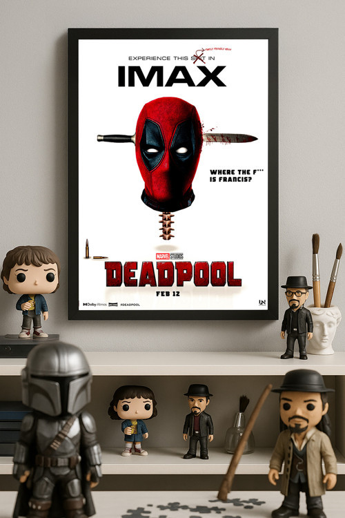 Deadpool Siyah Ahşap Çerçeveli Poster, Dekoratif Film Duvar Tablosu