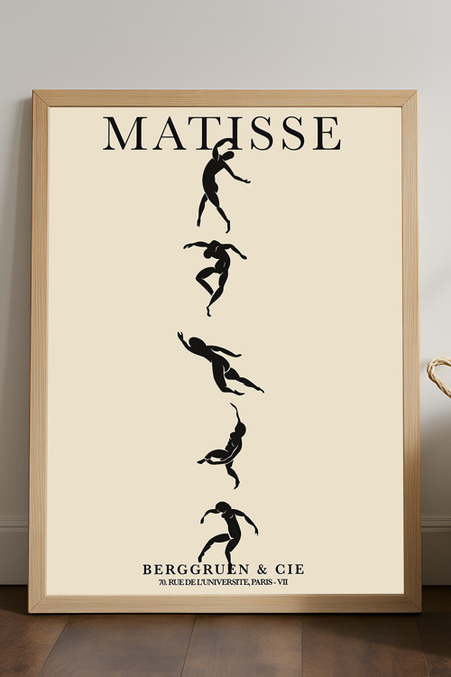 Matisse Doğal Ahşap Çerçeveli Poster, Dekoratif Sanatsal Duvar Tablosu