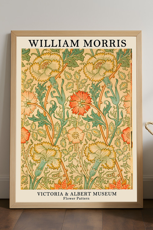 William Morris Doğal Ahşap Çerçeveli Poster, Dekoratif Sanatsal Duvar Tablosu
