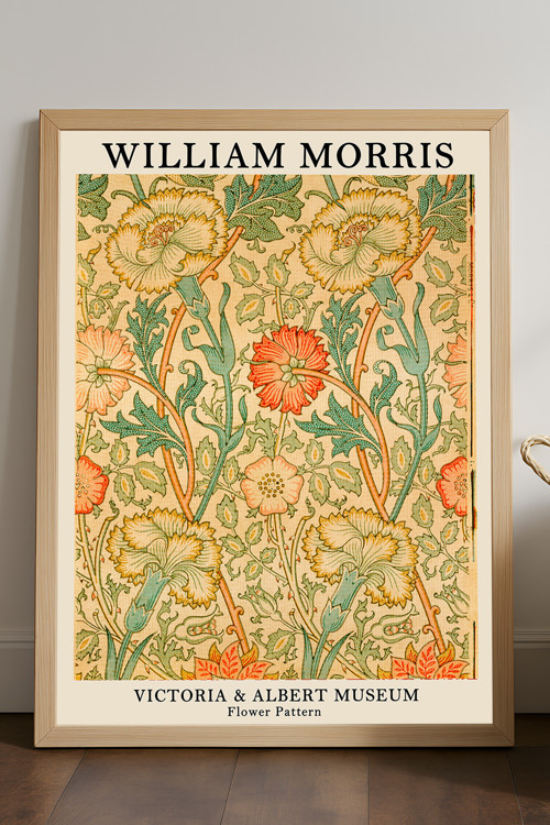 William Morris Doğal Ahşap Çerçeveli Poster, Dekoratif Sanatsal Duvar Tablosu