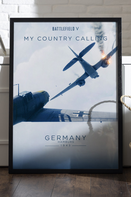 Battlefield V Siyah Ahşap Çerçeveli Poster, Dekoratif Oyun Duvar Tablosu
