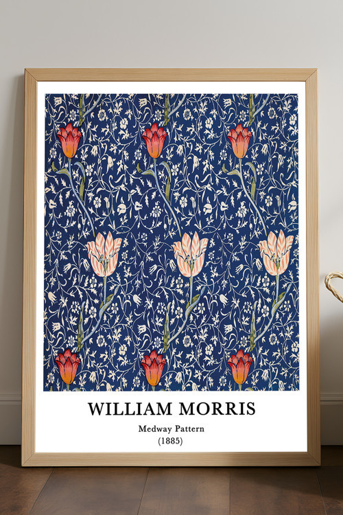 William Morris Doğal Ahşap Çerçeveli Poster, Dekoratif Sanatsal Duvar Tablosu