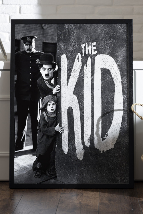 Charlie Chaplin The Kid Siyah Ahşap Çerçeveli Poster, Dekoratif Film Duvar Tablosu
