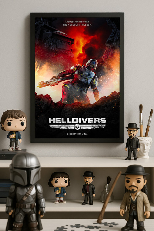 Helldivers Siyah Ahşap Çerçeveli Poster, Dekoratif Oyun Duvar Tablosu