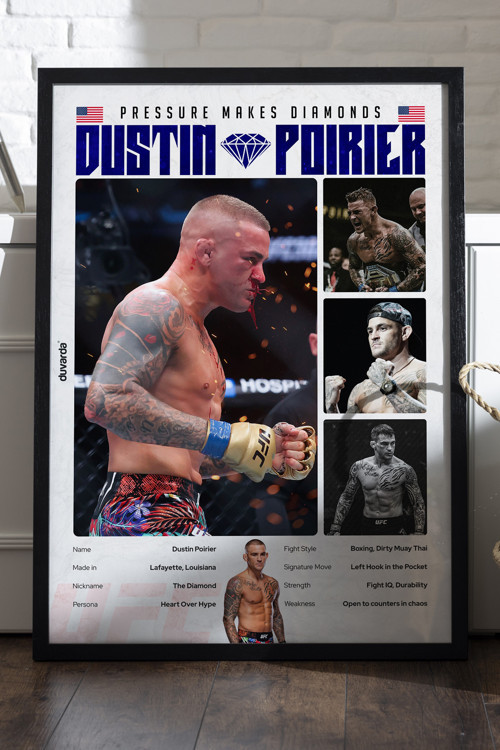 Dustin Poirier Ufc Siyah Ahşap Çerçeveli Poster, Dekoratif Dövüş Duvar Tablosu