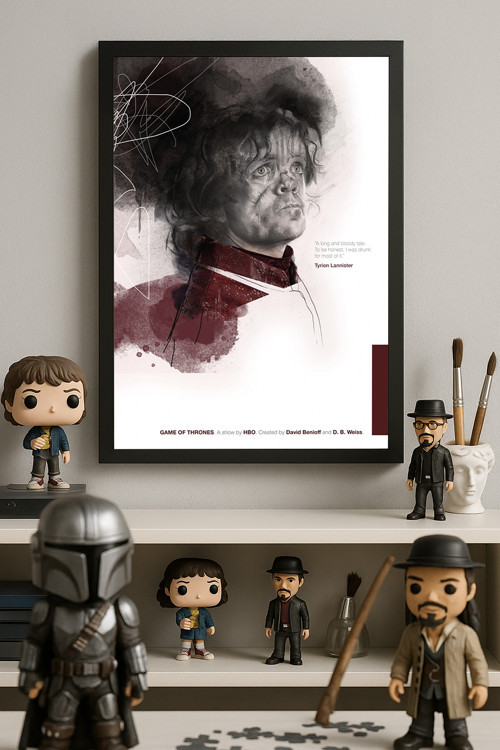 Game Of Thrones Siyah Ahşap Çerçeveli Poster, Dekoratif Dizi Duvar Tablosu