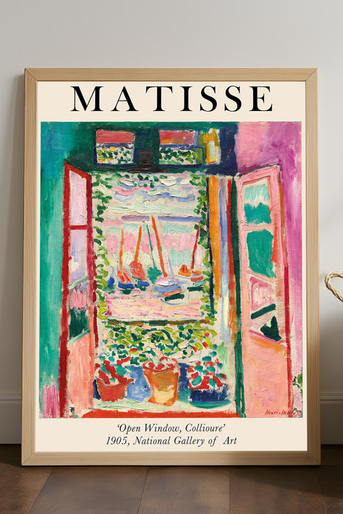 Henri Matisse Doğal Ahşap Çerçeveli Poster, Dekoratif Sanatsal Duvar Tablosu