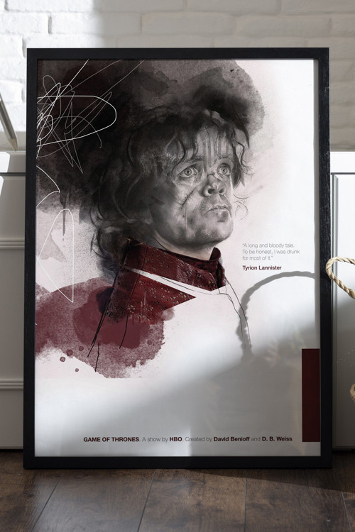Game Of Thrones Siyah Ahşap Çerçeveli Poster, Dekoratif Dizi Duvar Tablosu