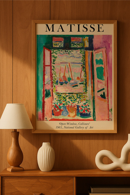 Henri Matisse Doğal Ahşap Çerçeveli Poster, Dekoratif Sanatsal Duvar Tablosu