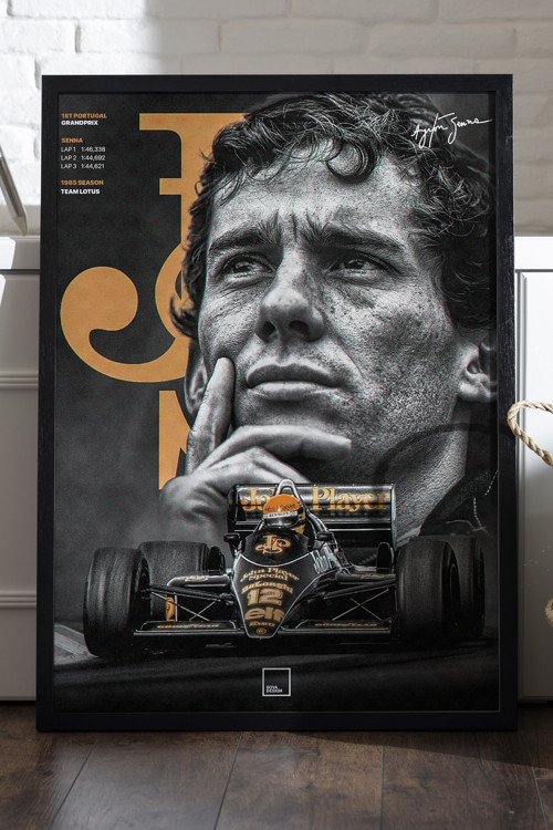 Ayrton Senna Siyah Ahşap Çerçeveli Poster, Dekoratif Formula 1 Duvar Tablosu