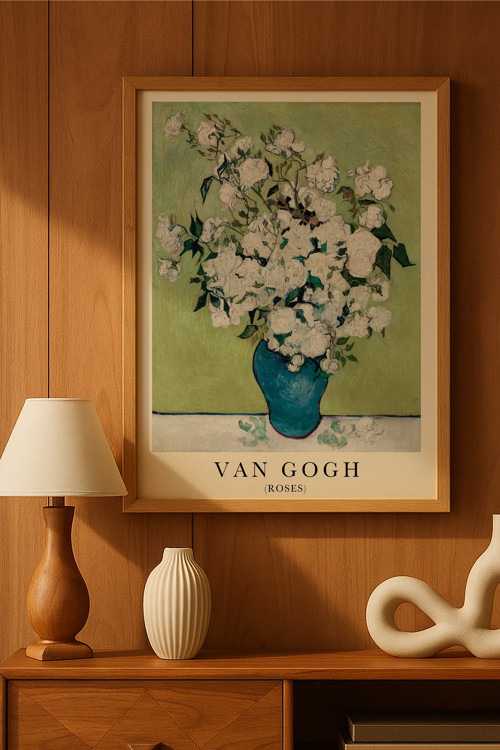 Van Gogh Doğal Ahşap Çerçeveli Poster, Dekoratif Sanatsal Duvar Tablosu