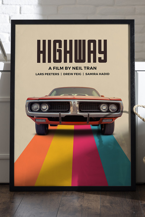 Highway Siyah Ahşap Çerçeveli Poster, Dekoratif Seyahat Duvar Tablosu