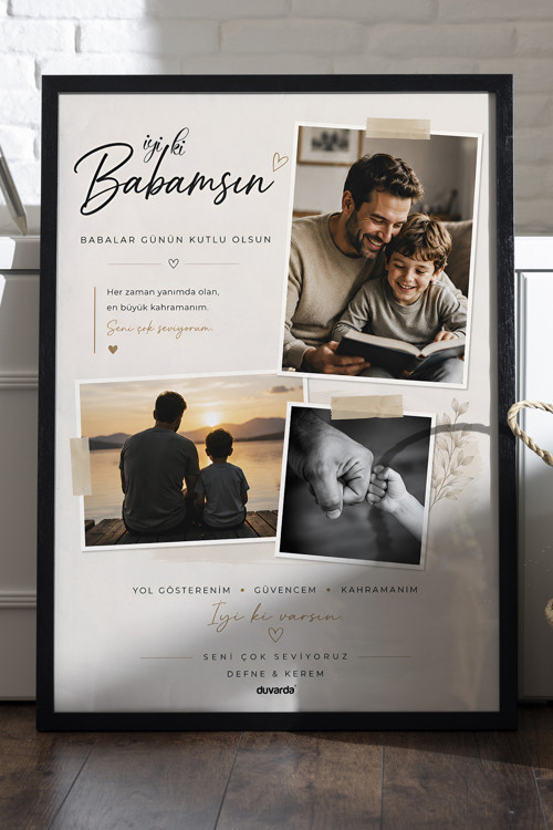 Kişiye Özel Babalar Günü Çerçeveli Poster, Babalar Günü Hediyesi, Babalar İçin Doğum Günü Hediyesi