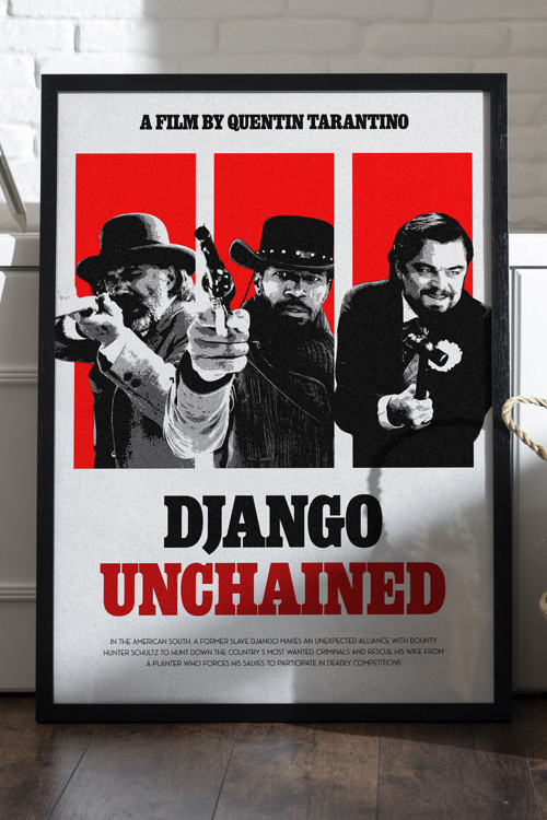 Django Unchained Siyah Ahşap Çerçeveli Poster, Film Duvar Tablosu