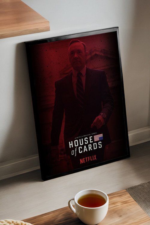 House Of Cards Siyah Ahşap Çerçeveli Poster, Film Duvar Tablosu