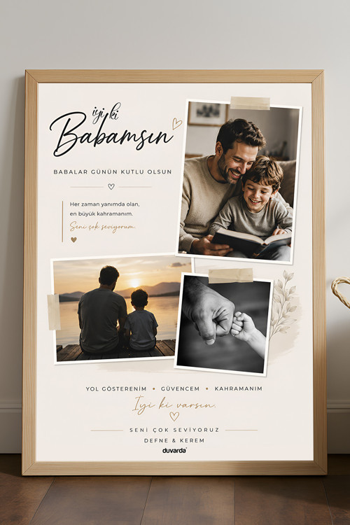 Kişiye Özel Babalar Günü Çerçeveli Poster, Babalar Günü Hediyesi, Babalar İçin Doğum Günü Hediyesi