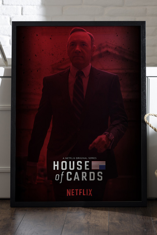 House Of Cards Siyah Ahşap Çerçeveli Poster, Film Duvar Tablosu