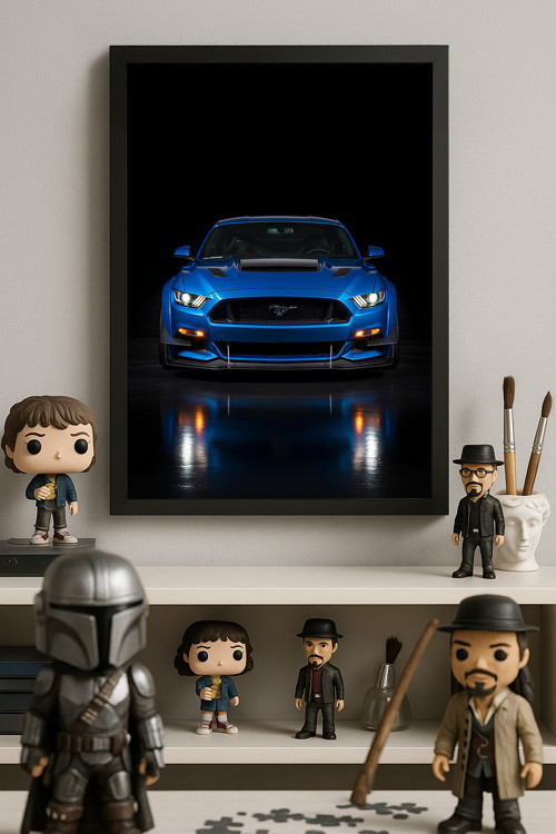 Ford Mustang Shelby Super Snake Siyah Ahşap Çerçeveli Poster, Dekoratif Araba Duvar Tablosu