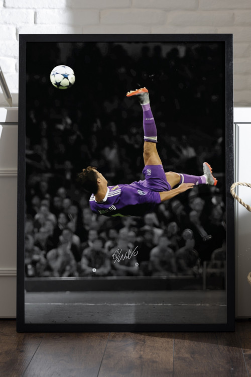 Siyah Ahşap Çerçeveli Poster, Dekoratif Futbol Duvar Tablosu