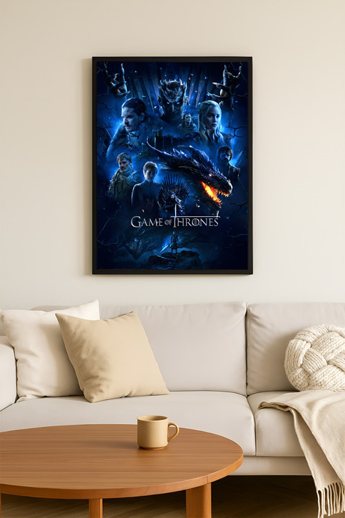 Game Of Thrones Siyah Ahşap Çerçeveli Poster, Dizi Duvar Tablosu