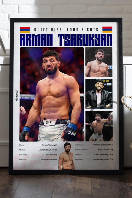 Arman Tsarukyan Ufc Siyah Ahşap Çerçeveli Poster, Dekoratif Dövüş Duvar Tablosu