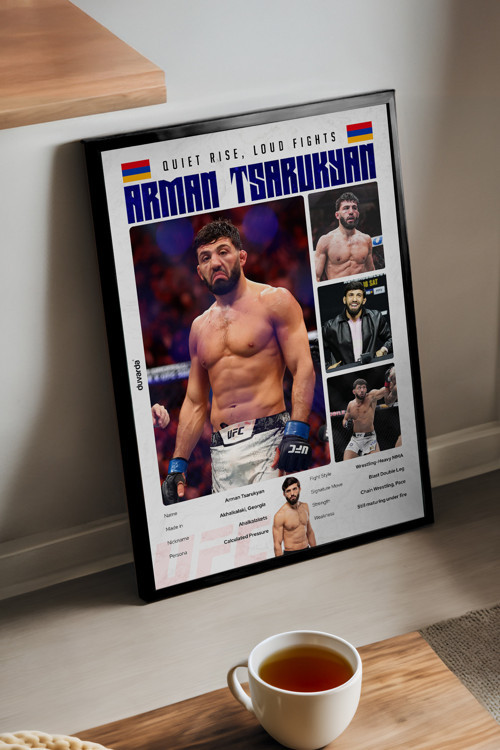 Arman Tsarukyan Ufc Siyah Ahşap Çerçeveli Poster, Dekoratif Dövüş Duvar Tablosu
