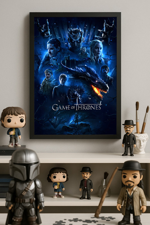 Game Of Thrones Siyah Ahşap Çerçeveli Poster, Dizi Duvar Tablosu