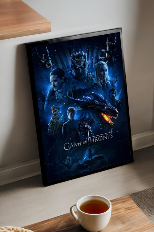 Game Of Thrones Siyah Ahşap Çerçeveli Poster, Dizi Duvar Tablosu