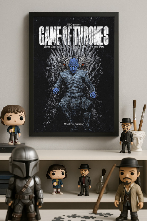 Game Of Thrones Siyah Ahşap Çerçeveli Poster, Dekoratif Dizi Duvar Tablosu