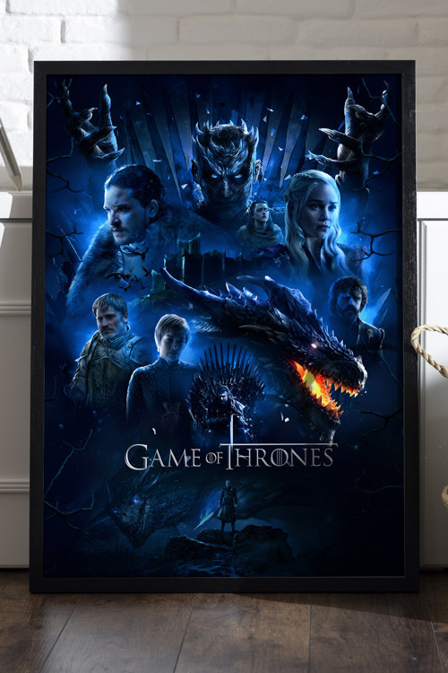 Game Of Thrones Siyah Ahşap Çerçeveli Poster, Dizi Duvar Tablosu