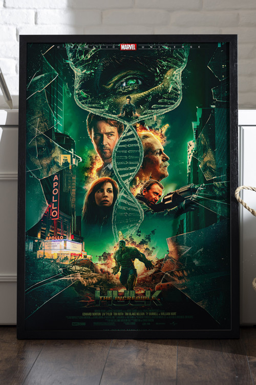 Hulk Siyah Ahşap Çerçeveli Poster, Dekoratif Film Duvar Tablosu