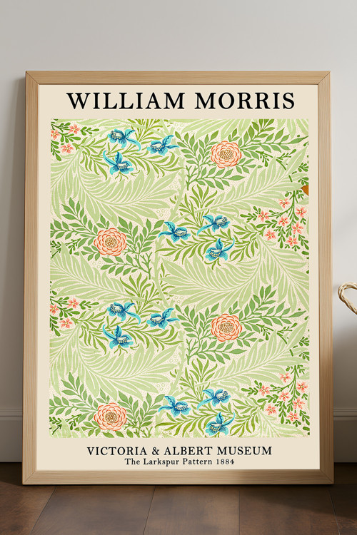 William Morris Doğal Ahşap Çerçeveli Poster, Dekoratif Sanatsal Duvar Tablosu