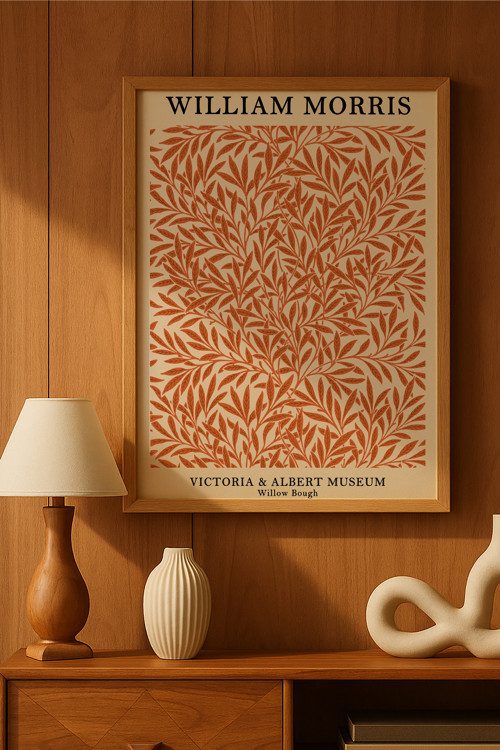William Morris Doğal Ahşap Çerçeveli Poster, Dekoratif Sanatsal Duvar Tablosu