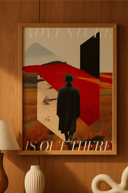 Adventure Doğal Ahşap Çerçeveli Poster, Dekoratif Seyahat Duvar Tablosu