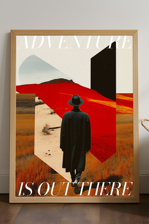 Adventure Doğal Ahşap Çerçeveli Poster, Dekoratif Seyahat Duvar Tablosu