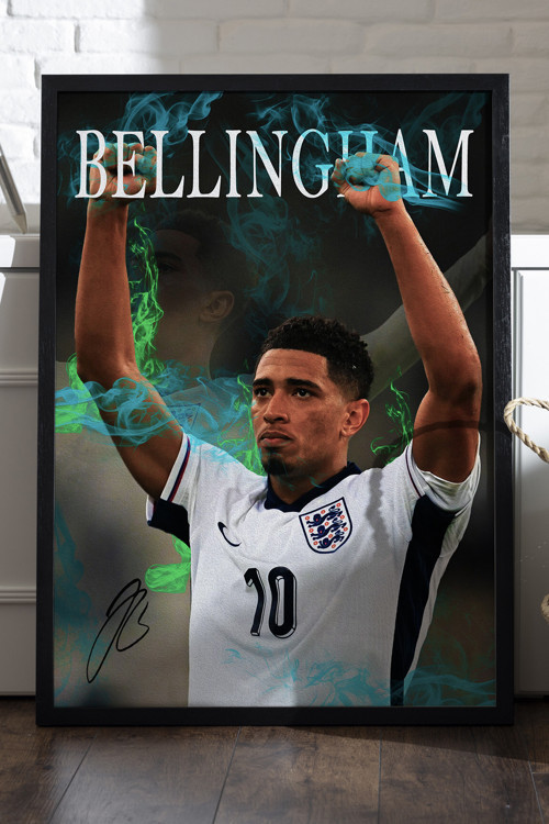 Jude Bellingham Siyah Ahşap Çerçeveli Poster, Dekoratif Futbol Duvar Tablosu