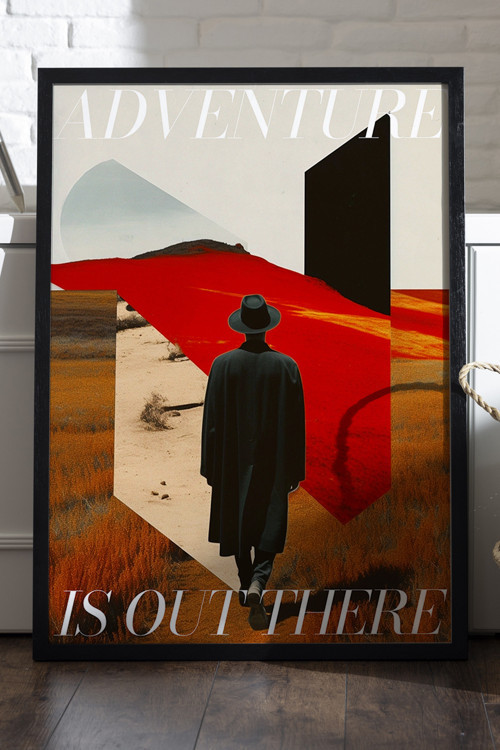 Adventure Siyah Ahşap Çerçeveli Poster, Dekoratif Seyahat Duvar Tablosu